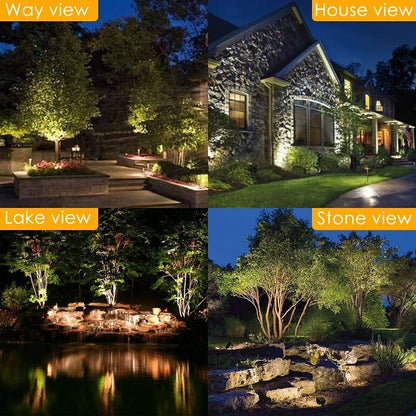 30M garden spotlight LED ground spike Waterproof 6-pack garden lighting with power IP65 Waterproof garden spots LED outdoor garden lamp 3000K Warm White COB garden light Ideal for outdoor garden lawn garden path