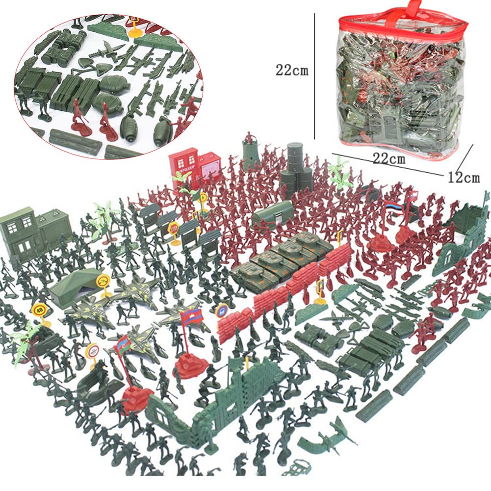 Military model soldier toy army figures set, plastic toy soldiers mini army figures of military plastic army men figures accessories for kids and adults, 330 pieces.