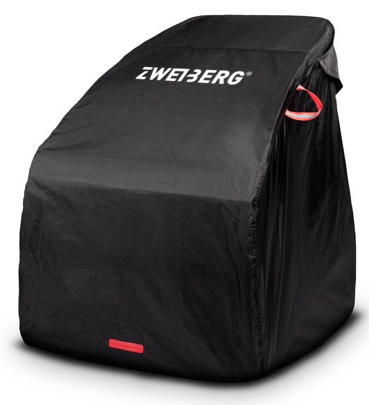 ZWEIBERG® Foldable garage for bike trailers. Universal, sturdy, and waterproof cover. Provides rain protection with UV protection. Easy removal.