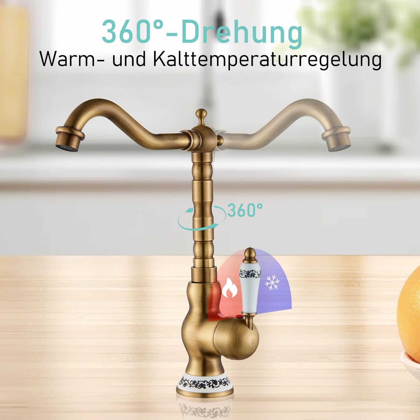 Suguword Retro Design Bathroom Faucet Basin Mixer Tap Antique Brass Faucet Ceramic Sink Tap Washbasin Bathroom Sink Armature