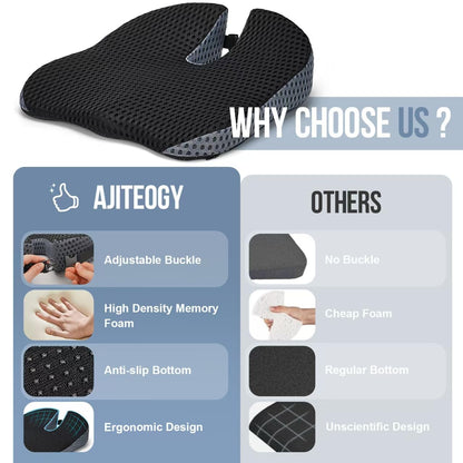 Ajiteogy wedge cushion for car seat driver - Ergonomic seat riser made of memory foam with wedge design - Compatible with driver's seat, van