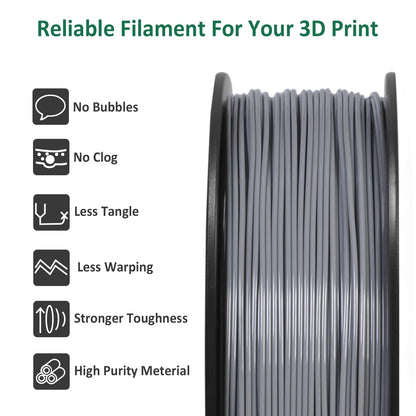 GEEETECH ABS+ Filament 1.75mm, 3D printer filament ABS 1KG spool, dimensional accuracy +/- 0.03mm, Grey