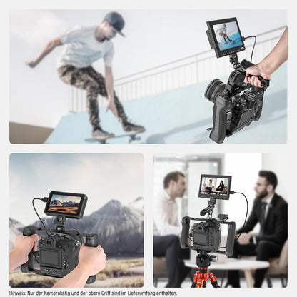 NEEWER Universal Camera Cage with Top Handle and 3/8" ARRI Locating Pins, Video Rig Stabilizer with Arca Swiss Base, Two Hand Grips, compatible with SmallRig Accessories, CA016T.