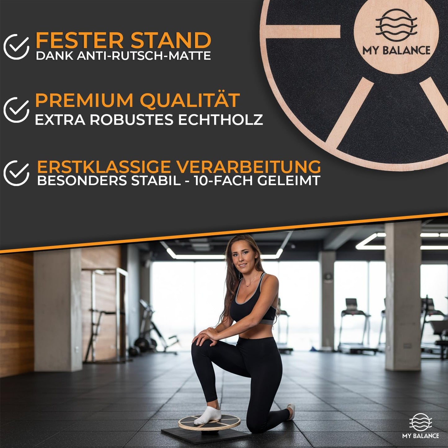 My Balance Premium Balance Board including non-slip mat I High-quality wobble board with E-Book I Strengthens your balance I Balance Board for improved fitness.