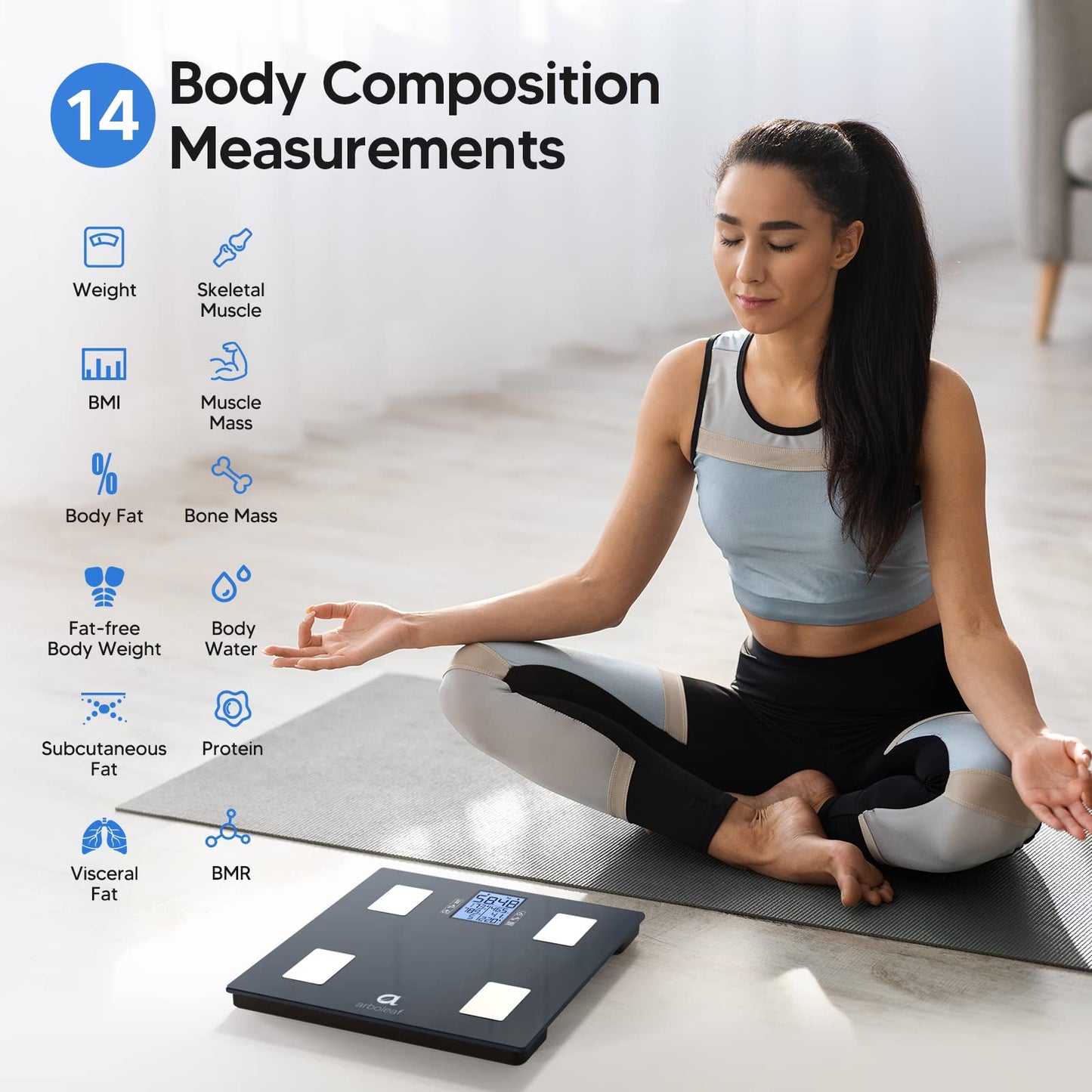 Arboleaf Body Fat Scale with App, Digital Bathroom Scale, Body Composition Scale for Body Fat