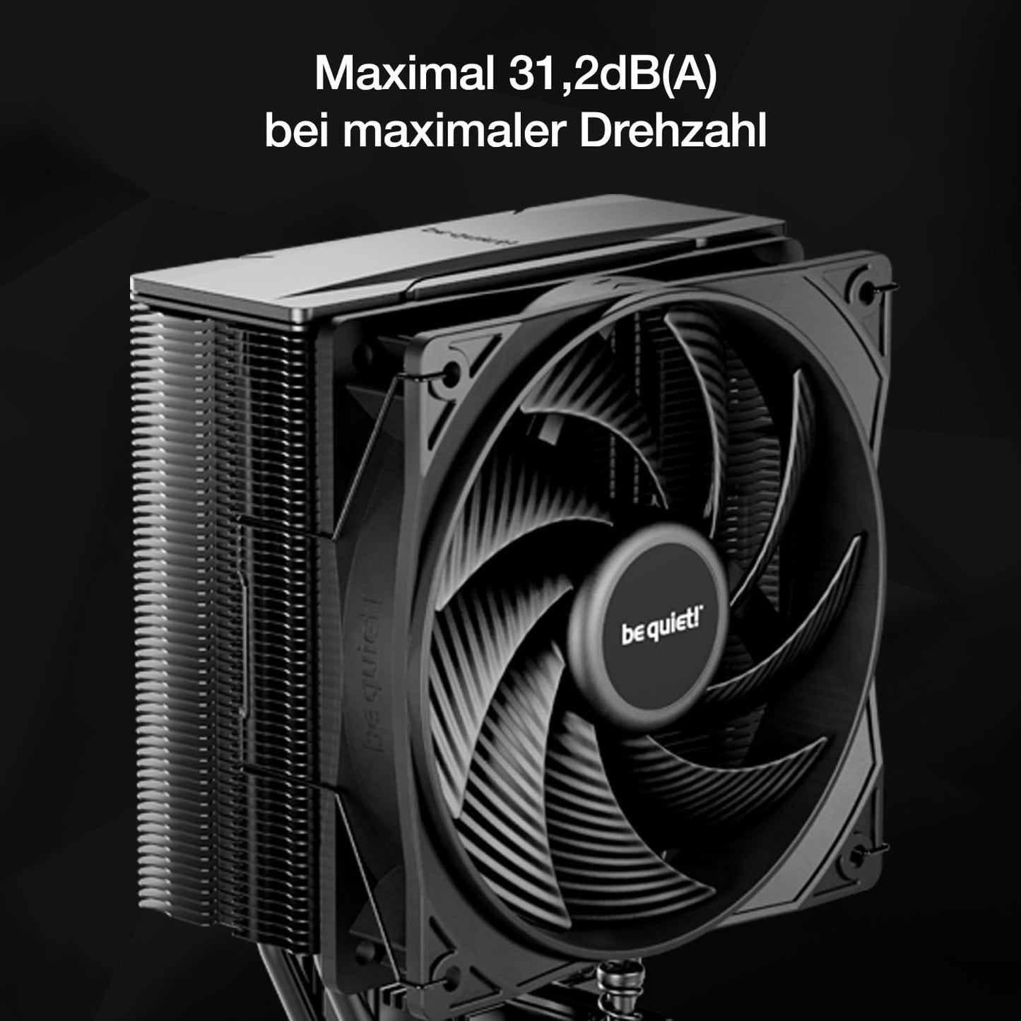 be quiet! Pure Rock 3 Black air cooler, very high cooling performance, 4 high-performance heat pipes with HDT technology, optimized Pure Wings 3 120mm PWM fan, pre-installed mounting bracket.