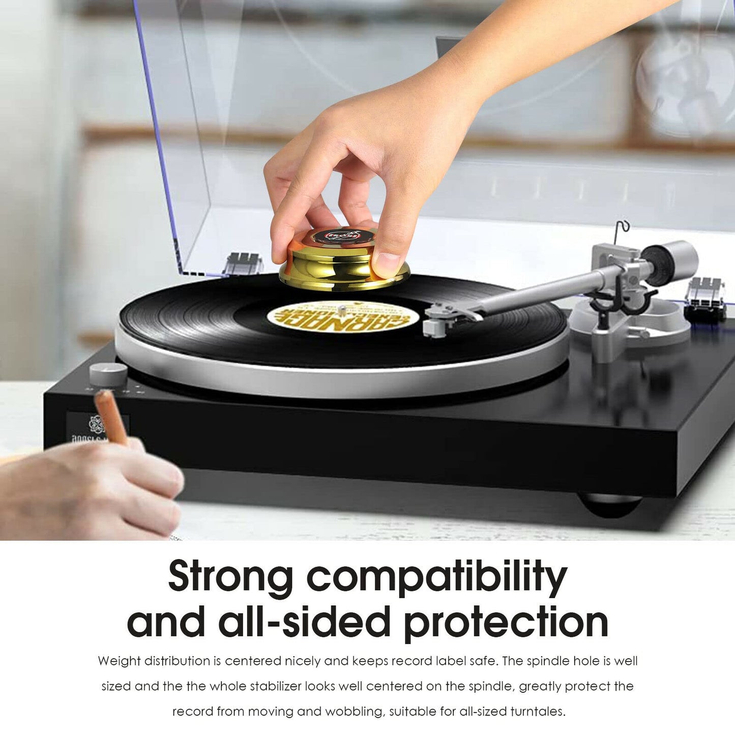 Turntable Disc Record Weight Stabilizer - Nobsound Record Weight Clamp Stabilizer in pure brass for LP Turntable Record Player (STB-05) (Gold)