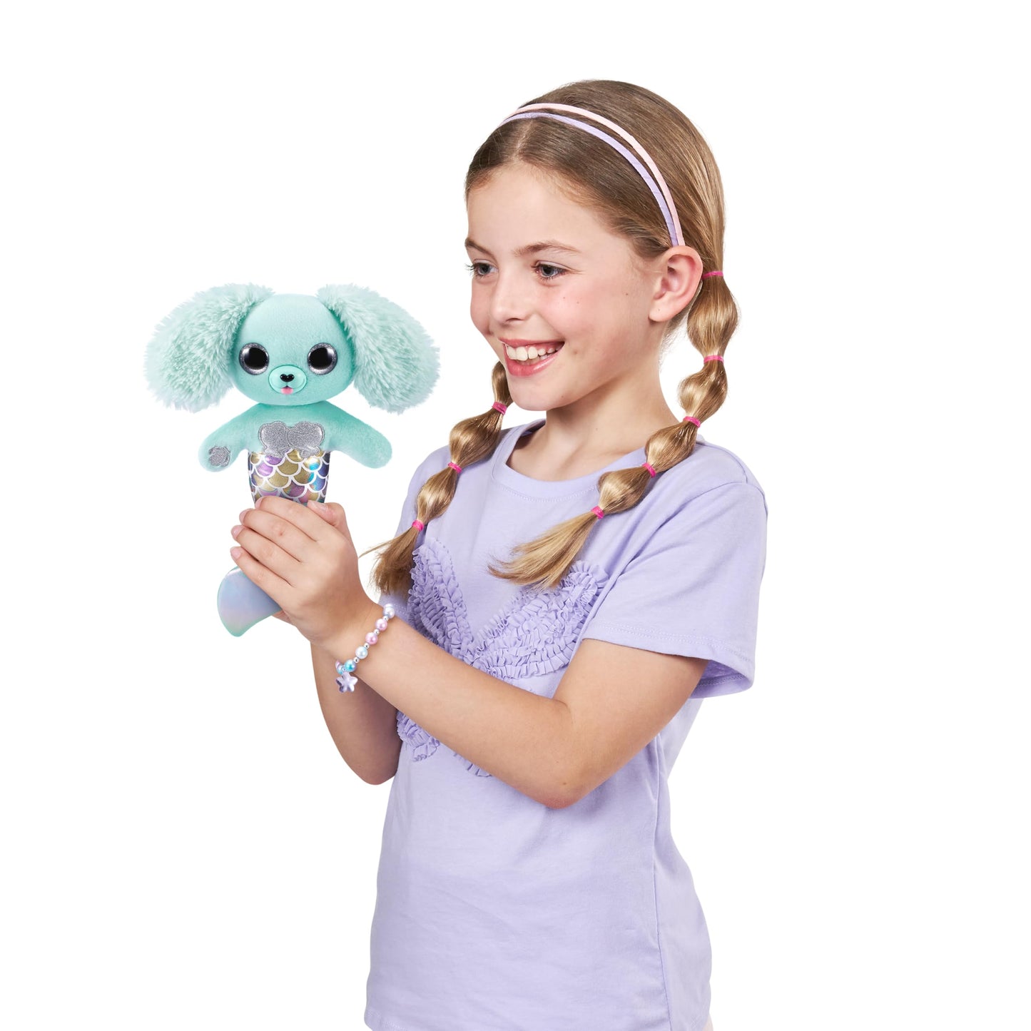 Pets Alive Furmaids by ZURU Mermaid, plush, interactive, light and sound, girls toy (Green Puppy)