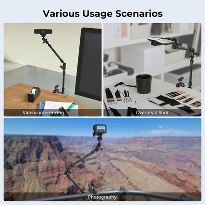 SMALLRIG 22" Magic Arm with Clamp, Flexible Camera Desk Mount & Clamp, Overhead Phone Holder, Articulating Arm with Friction Extension with 1/4" Thread, for light, webcam, microphone, action camera - 4766