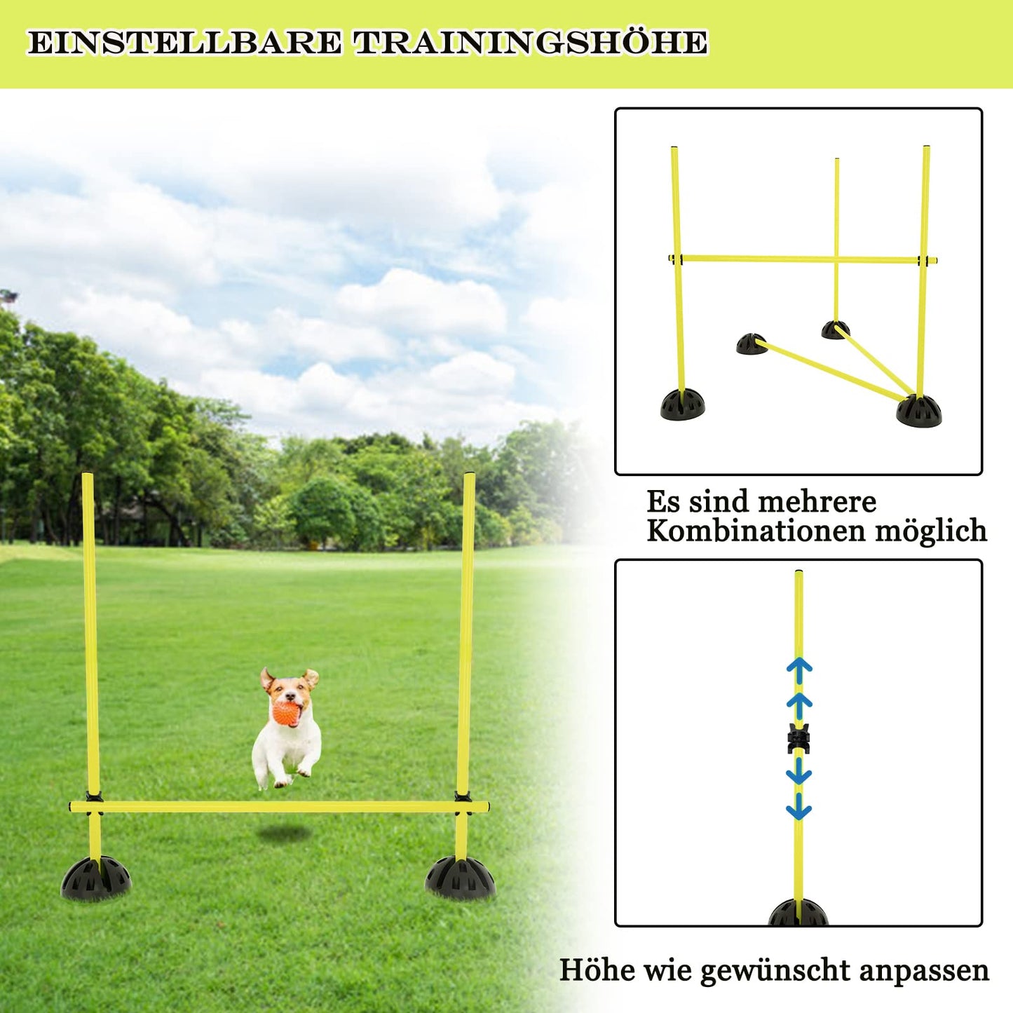 Onward Up Agility Jump Bar Set, training bars for conditioning, coordination hurdles for jumping power, dribbling, and mobility (Yellow)