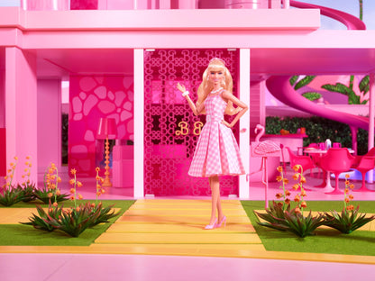 Barbie doll, The Movie doll, in pink and white dress with daisy necklace, Margot Robbie, collector's item, toy for ages 3 and up, HPJ96