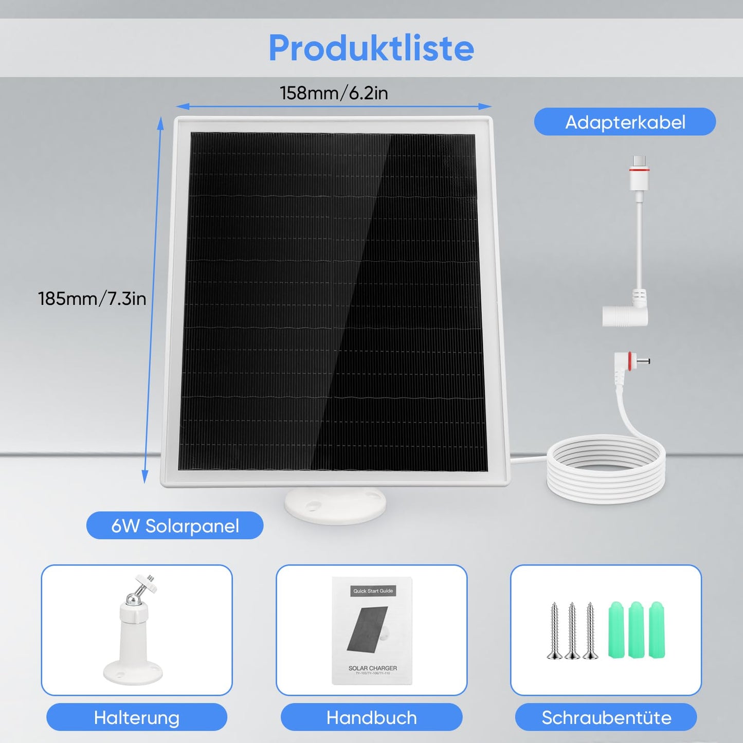 6W Solar Panel for Ring Camera, Surveillance Camera Solar Panel with 360° Adjustable, IP66 Waterproof, Monocrystalline Solar Panel with 9.8 Cable for Outdoor, 2 Pack