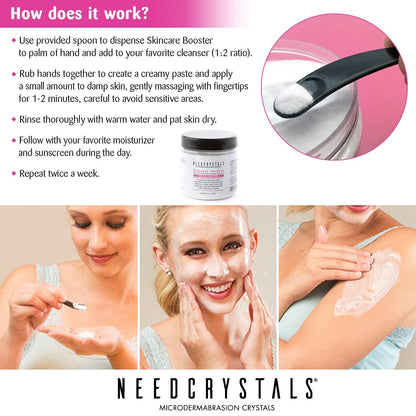 NeedCrystals Microdermabrasion Crystals, facial scrub. Natural face scrub for dull or dry skin improves scars, blackheads, pore size, wrinkles, spots, and skin texture. 227g