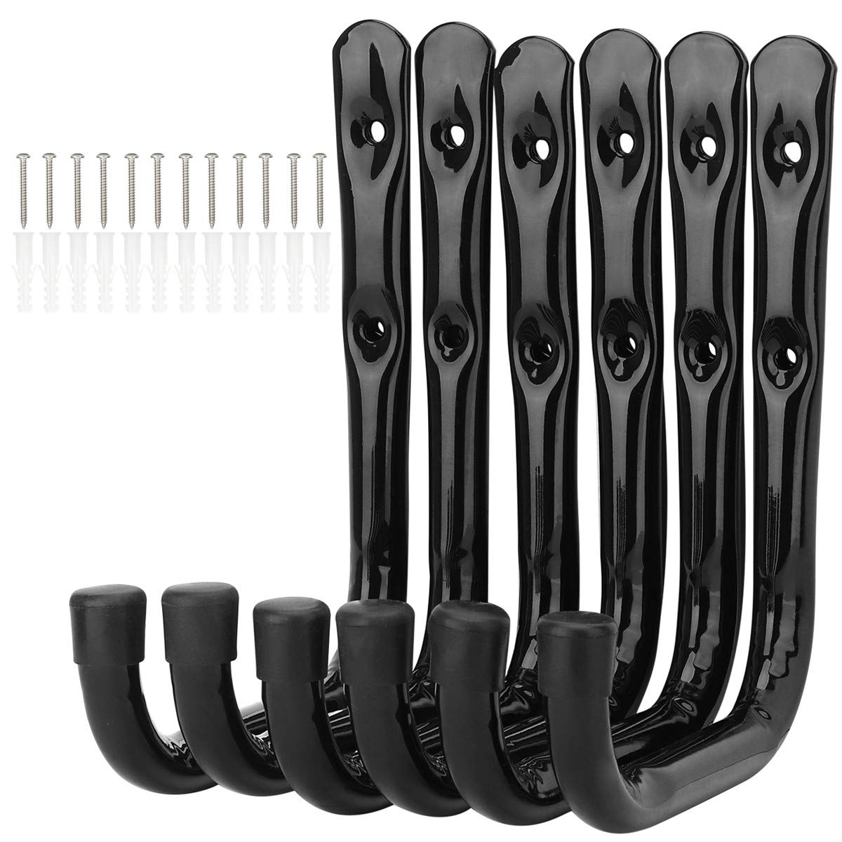 pipabiba 17 cm garage ladder hooks, 6 pieces, sturdy wall mount, organizer for folding chairs, bicycles, power tools, garden hoses (19 cm x 17 cm)