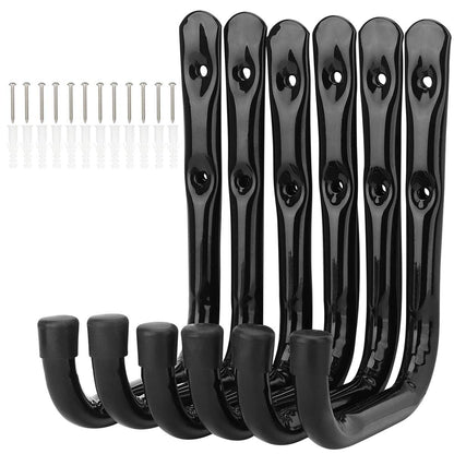 pipabiba 17 cm garage ladder hooks, 6 pieces, sturdy wall mount, organizer for folding chairs, bicycles, power tools, garden hoses (19 cm x 17 cm)