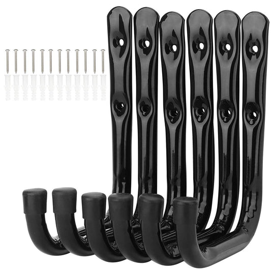 pipabiba 17 cm garage ladder hooks, 6 pieces, sturdy wall mount, organizer for folding chairs, bicycles, power tools, garden hoses (19 cm x 17 cm)