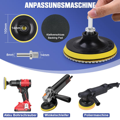 16 pieces 100mm diamond polishing pads including M14 rubber support pad, wool felt, foam polishing pad, 8mm drill attachment, 50-10000 diamond grinding disc for tile grinding disc marble.