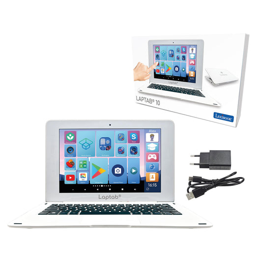 Lexibook, LAPTAB® 10 laptop with touchscreen, for the whole family, educational and gaming content, runs on Android™, child lock feature, ultra-thin and light, LT10FR.