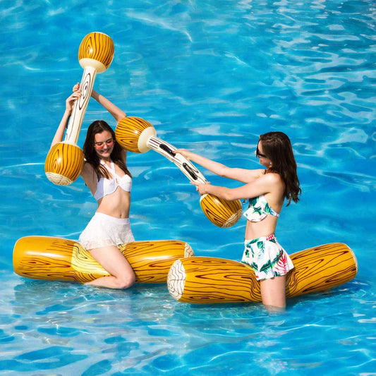 LONEEDY 2-piece set inflatable swimming row toys, adult and children pool party water sports games lying rafts float toys (yellow)