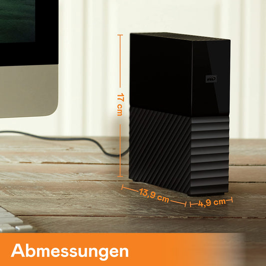WD My Book 18 TB USB 3.0 desktop hard drive with password protection (desktop storage, backup software, hardware encryption, SuperSpeed USB).