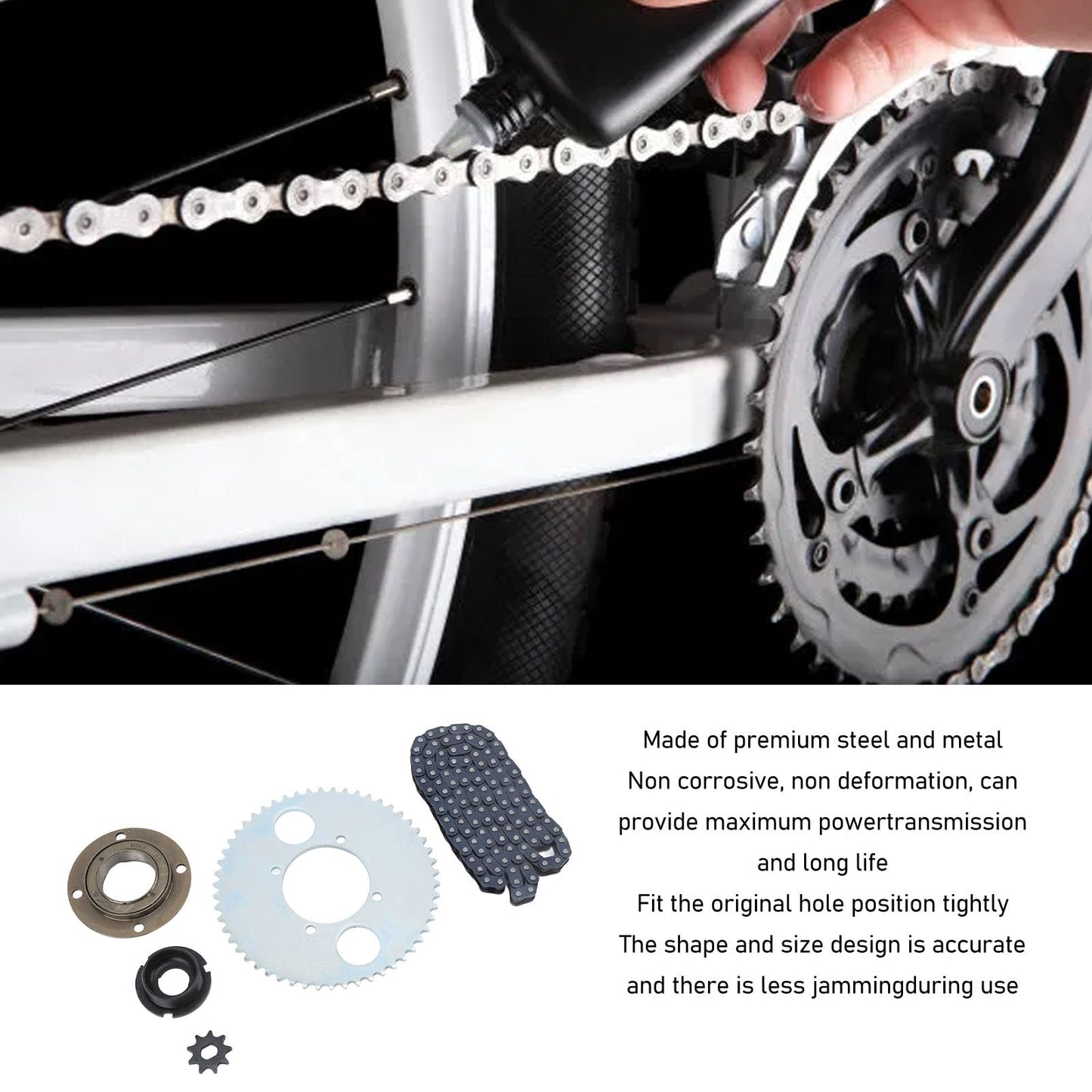 Possibly steel sprocket set with toothless freewheel, 54 teeth, universal chainring for DIY bike, scooter, motorbike.