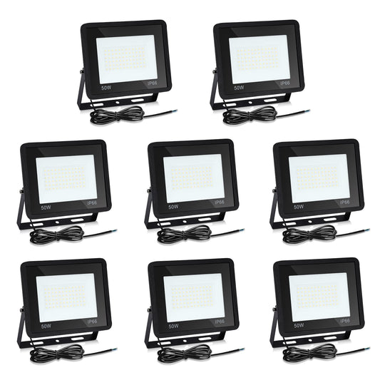 Lospitch 10-pack 50W LED spotlight Outdoor, 8500LM Super Bright Outdoor spotlight, IP66 Waterproof LED Floodlight, 3000K Warm White Spotlight Floodlight, Outdoor lamp for courtyards, garage, hotel, sports field, garden.