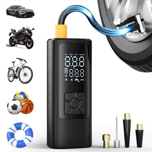 HOVVIDA Electric Air Pump Portable Bike Pump Electric Mini Tire Pump 150 PSI (10.3 Bar) 5V, Auto Shut-Off, 5200 mAh, LED, for Car, Motorcycle, Bike, Ball