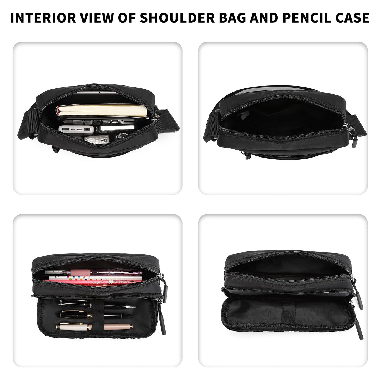 KONO Luminous School Backpack 3-in-1 Set, Anime Boys School Bag Shoulder Bag Pencil Case, 15.6" Laptop Backpack for Student Teenage Girls (Black)