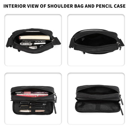 KONO Luminous School Backpack 3-in-1 Set, Anime Boys School Bag Shoulder Bag Pencil Case, 15.6" Laptop Backpack for Student Teenage Girls (Black)