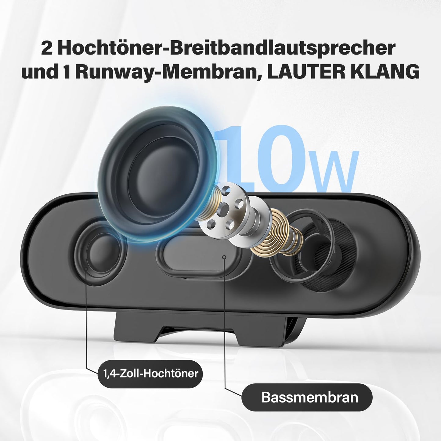 ADELGO PC speakers USB, portable computer speakers for desktop, laptop, mini soundbar speakers with clip-on design for monitor, plug and play