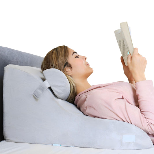 Relivy - Reading Pillow with Memory Foam | Ergonomic Back & Wedge Pillow for Bed, Sofa & Couch | Orthopedic Support Pillow for Back Pain & Tension