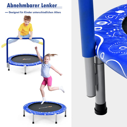 GOPLUS 92cm Children's Mini Trampoline with Handle, Foldable Garden Trampoline up to 150kg load capacity, Kids Trampoline for Indoor & Outdoor & Garden, sturdy Safety Trampoline for Toddlers (Blue)