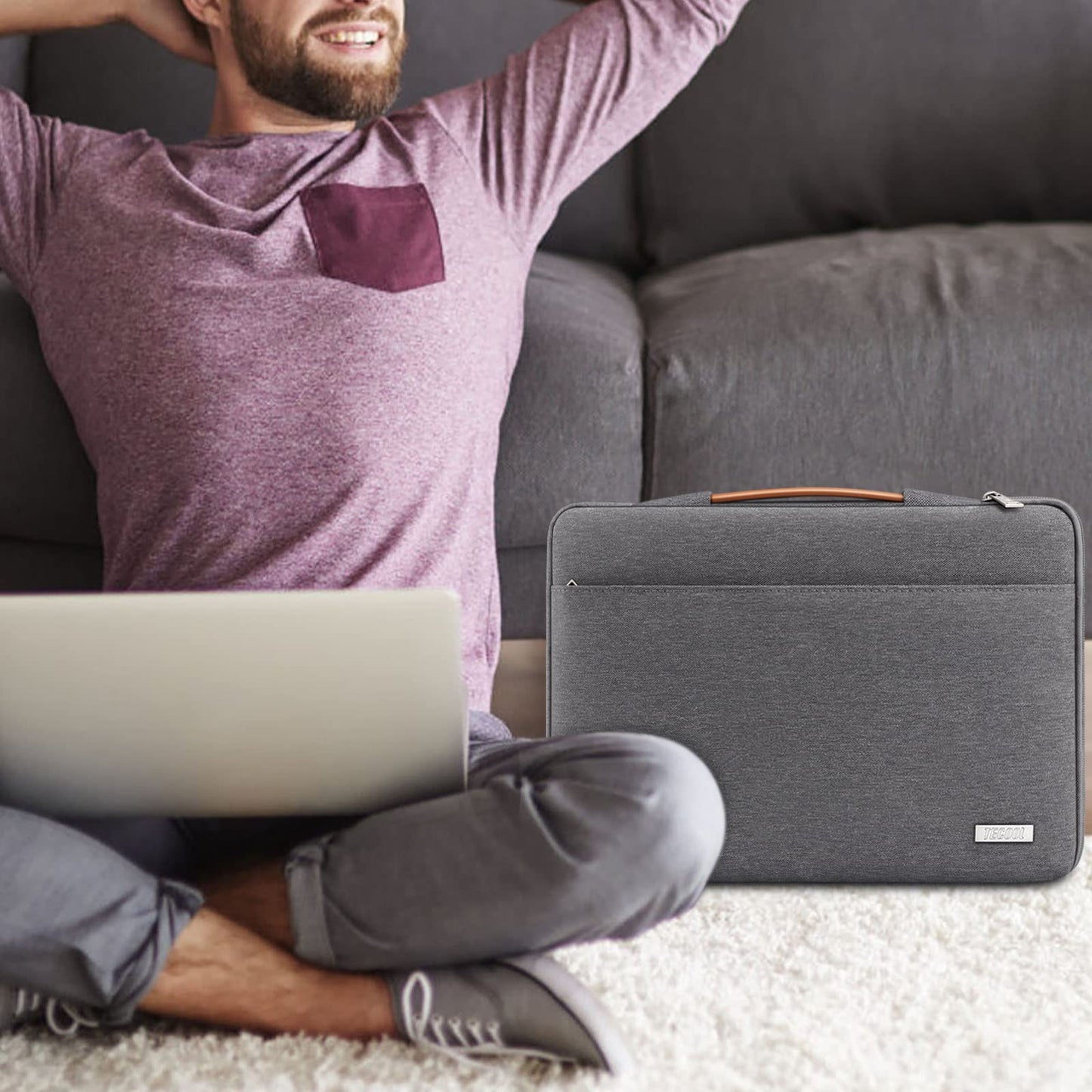 TECOOL 15.6 Inch Laptop Sleeve for 15-15.6" Laptop Notebook Lenovo Thinkpad Ideapad HP Acer Dell ASUS Chromebook, Shockproof Water-Resistant Notebook Case Cover 15 15.6, Dark Gray