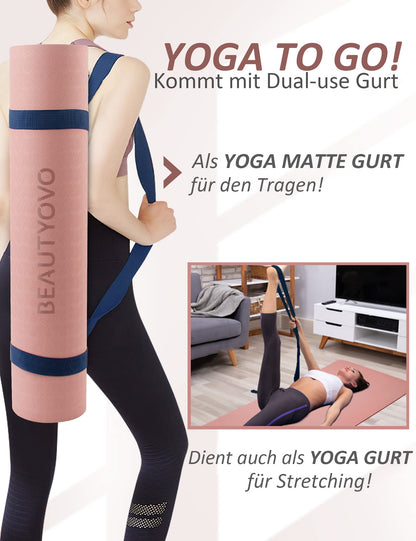 BEAUTYOVO Yoga Mat Wide 81cm, Non-Slip Wide Yoga Mat, 8mm Thick Fitness Mat Non-Slip, TPE Gym Mat for Home and Outdoor, Large Workout Mat for Yoga Pilates.