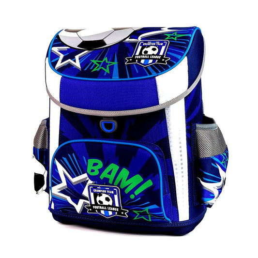 Football school bag ergonomic + anatomical school backpack | with reflectors satchel | elementary school | VERY LIGHT | 5-piece set | including gym bag, pencil case, lunch box, water bottle