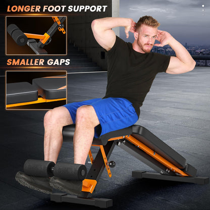 350KG folding weight bench - Bonvork workout bench with 1.6MM Thickened Steel, Incline bench for home gym, adjustable weight bench, Flat Decline Bench Press Bench (with headrest)