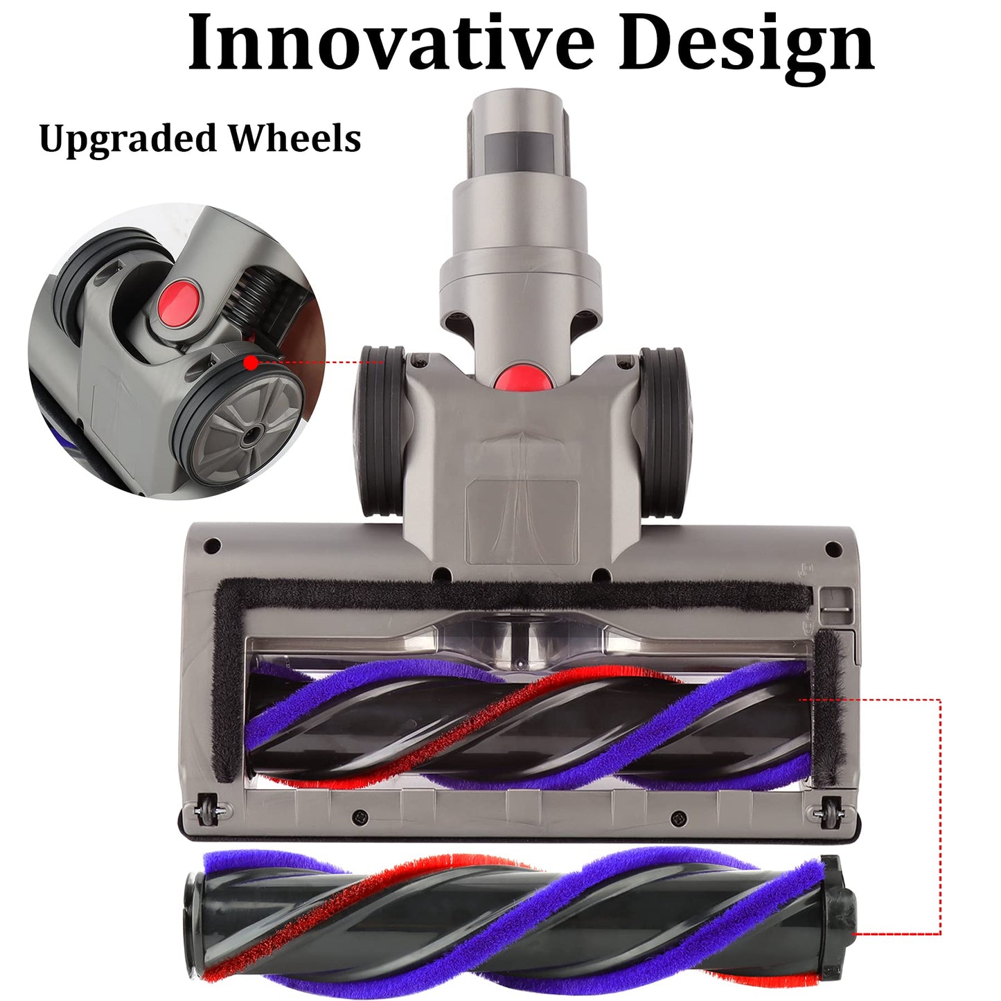 AINUO Motorhead turbine brush cleaning head is compatible with Dyson V7 V8 V10 V11 V15 vacuum cleaners for cleaning carpets, floors, and tiles.