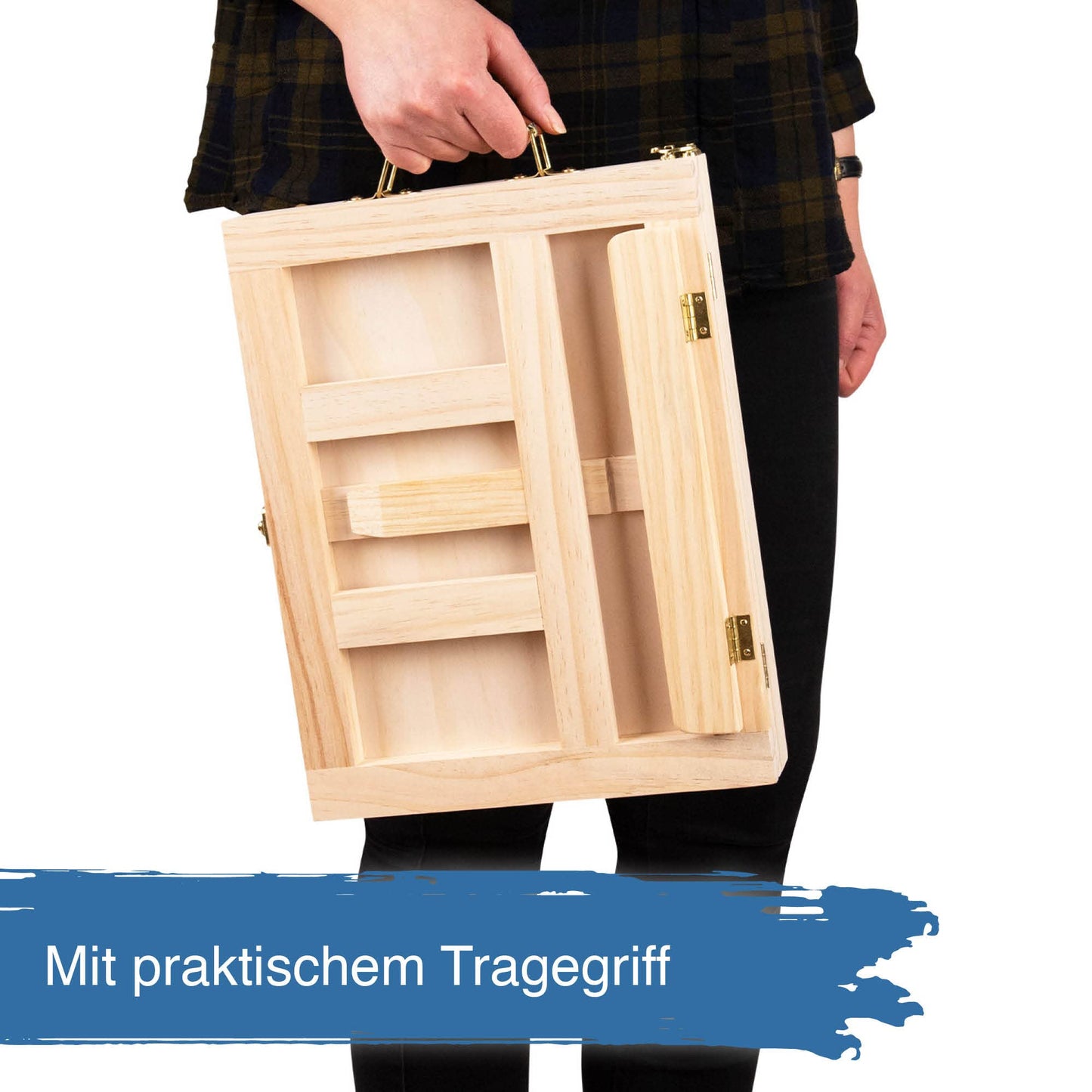 Artina 19-piece acrylic painting set with carrying case easel Milano - artist set painting case 12x 12ml acrylic paint set, brushes & stretcher canvas set - artist carrying case table easel beginner hobby painter painting set