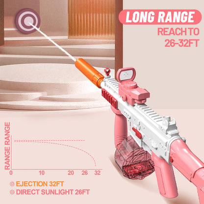 Electric water gun Very powerful water machine gun with rechargeable battery Squirt Gun Water Toy up to 20ft, Outdoor Water Gun shooting game for adults and kids (Pink)