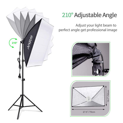 Andoer Photo Studio Kit, 1.8M x 2.7M Background Support System (Green Black White) with Softbox, Continuous Light, White Soft Light Umbrella, Reflector for Portraits, Product Photography, and Video Recording