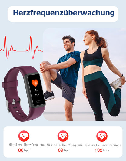 Cloudpoem Fitness Tracker, fitness watch for men and women with heart rate monitor, step counter, calorie counter, sleep monitor, SNS SMS call notification, sports watch IP68 waterproof for iOS Android phone.