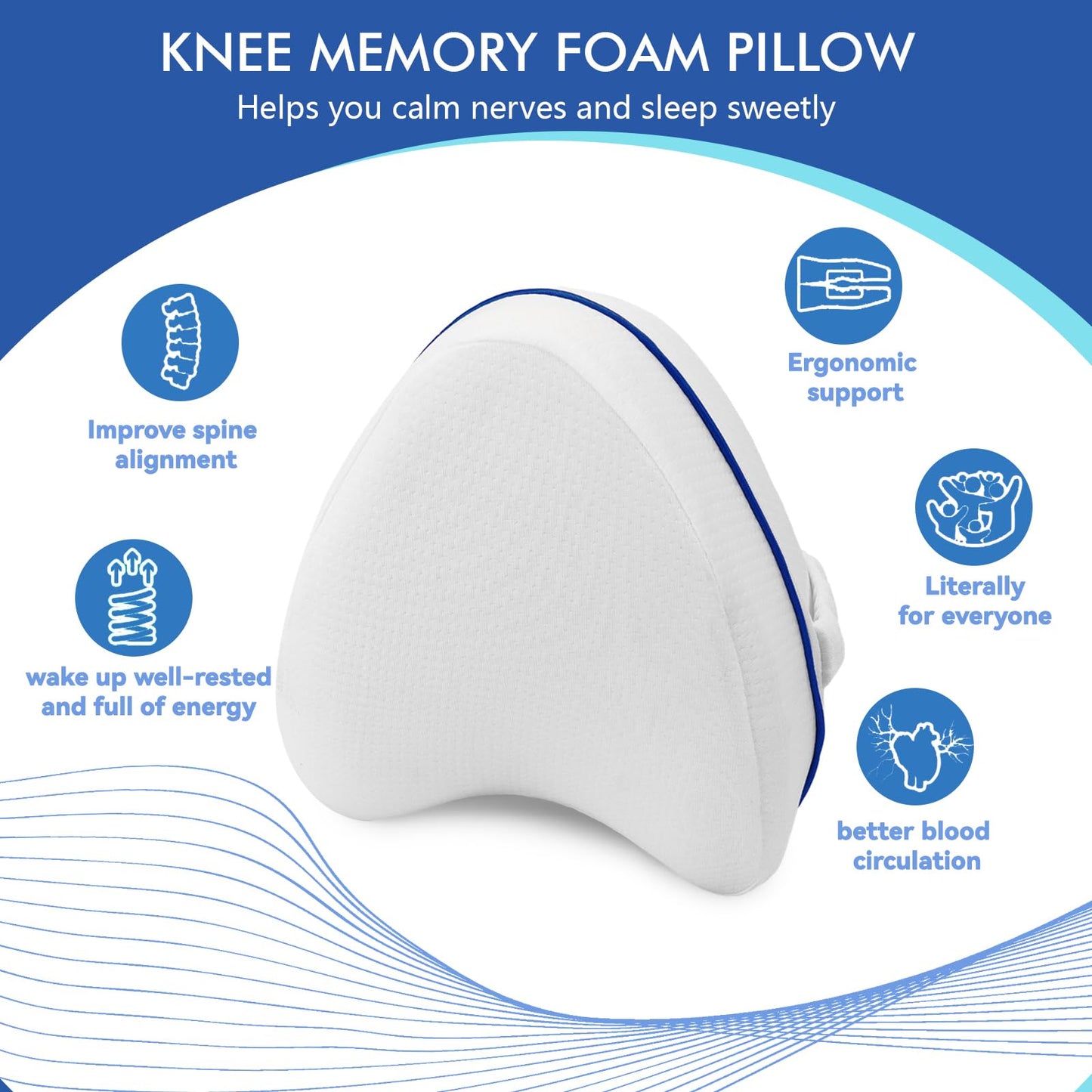 Perfect knee pillow for side sleepers I Orthopedic leg pillow for pain-free sleep I Ergonomic support cushion made of viscoelastic memory foam I breathable cover