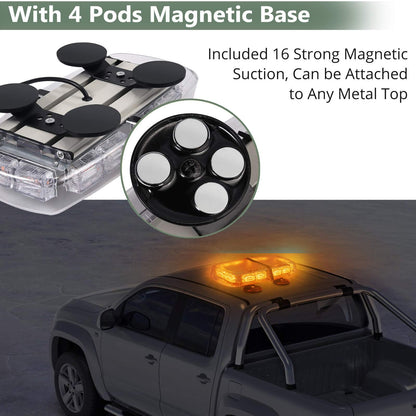 EYPINS 72 LED warning light, 12/24V beacon light 36W warning light flashing light car truck vehicle roof emergency hazard warning strobe 7 modes light with super magnetic base IP65 E57 (Orange)