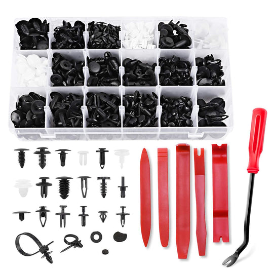 Automotive Tool, 716 Pieces Car Fastener Clips, Universal Door Panel Clips Bumper Trim Plastic Fasteners Set with Removal Tools, Sponge Cushion, and Cable Ties.
