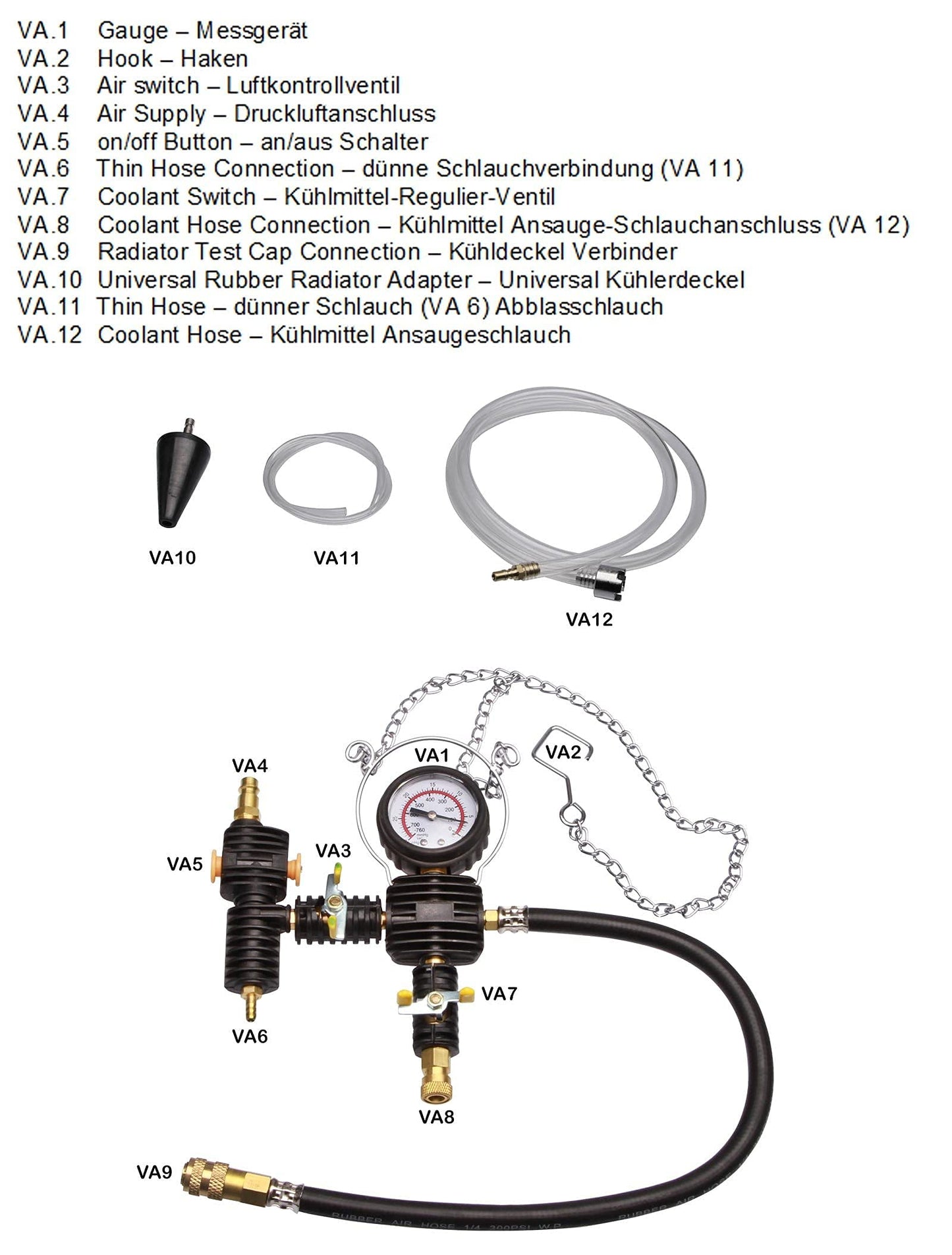 28 pcs. Cooling system tester, radiator pressure tester.