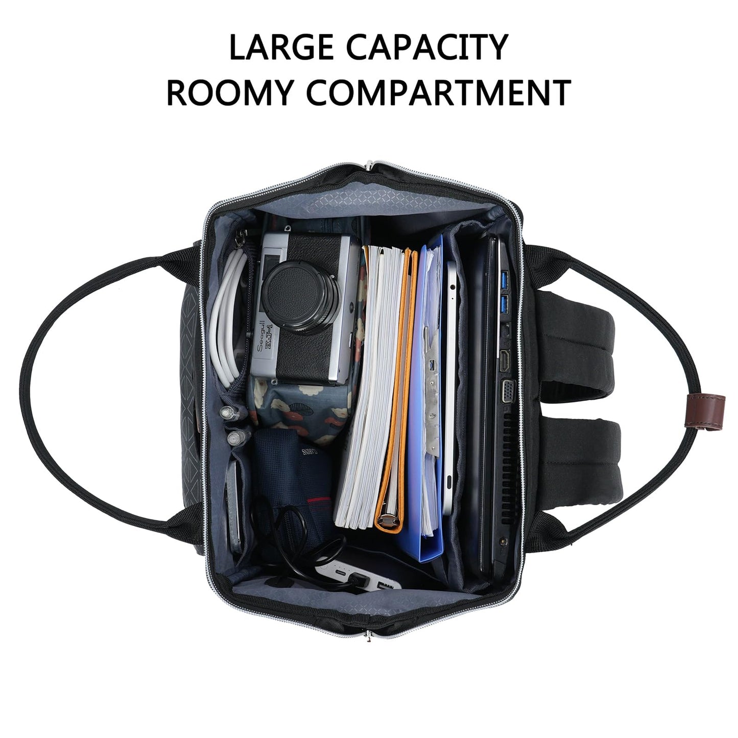 KROSER backpack for women, school laptop backpack 15.6 inch daypack waterproof for university/travel/business/work women/men, black.