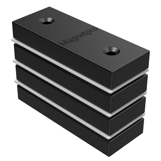 MagneticPro 4 Piece Rectangular Magnets Complete with PP plastic coating, 10kg force Size 50.80 x 19.05 x 7.62 mm Food safe, rustproof, and waterproof (4, 10 KG One-Sided Magnetism)