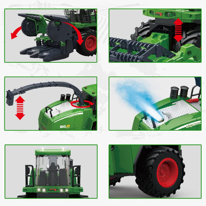 Fisca Remote Control Combine Harvester, RC Farm Harvester Tractor, 2.4GHz Harvest Tractor Farm Vehicle Toy with Light and Spray for Kids