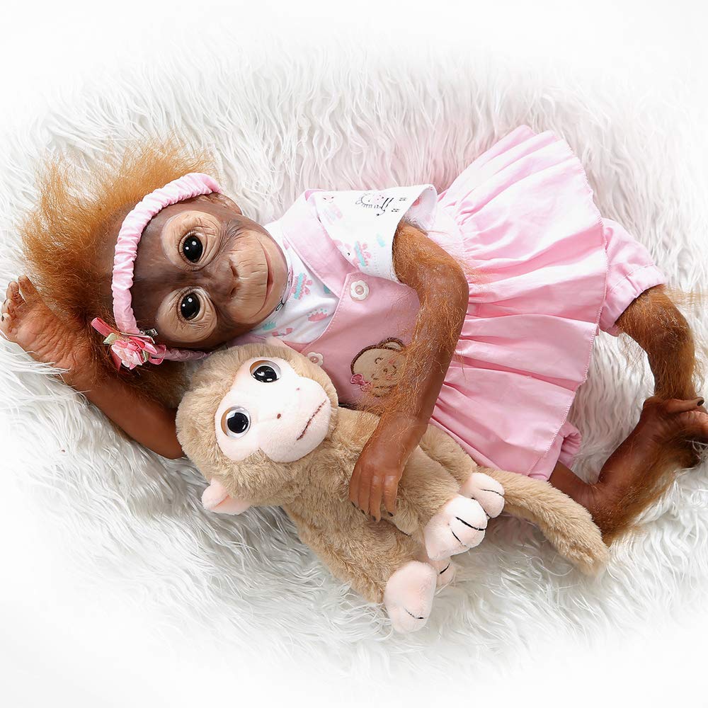 ZIYIUI Reborn Baby MONKEY Doll 21 Inch 52 cm Reborn Doll with Cloth Body Lifelike Baby Doll Realistic MONKEY Doll with Stuffed Animal