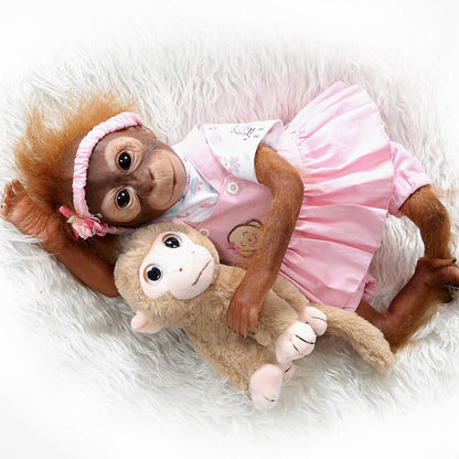 ZIYIUI Reborn Baby MONKEY Doll 21 Inch 52 cm Reborn Doll with Cloth Body Lifelike Baby Doll Realistic MONKEY Doll with Stuffed Animal